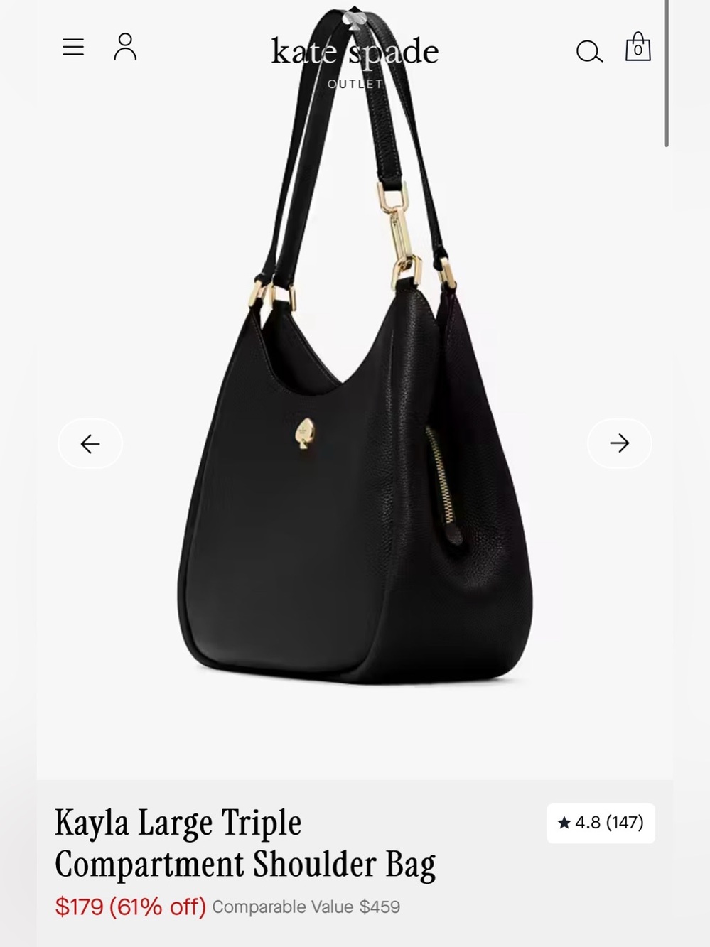 KATE SPADE (NWT) KAYLA LARGE TRIPLE COMPARTMENT SHOULDER BAG - Picture 2 of 9
